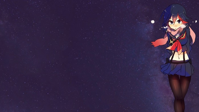 Ryuko Matoi from Kill la Kill in front of a starry sky