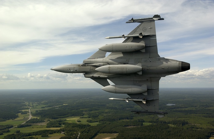 Saab JAS 39 Gripen fighter jet in flight