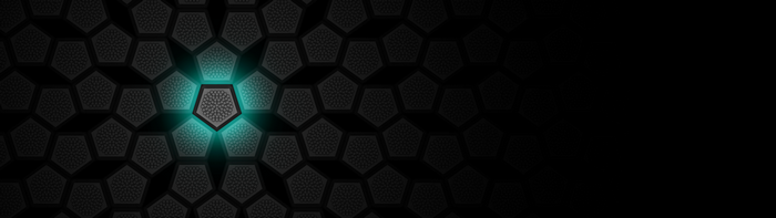 Glowing pentagon pattern on black background