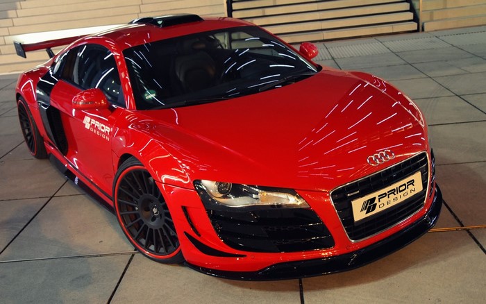 Red Audi R8 Prior Design sports car