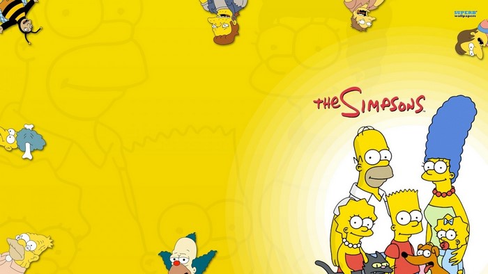 The Simpsons characters on a yellow background