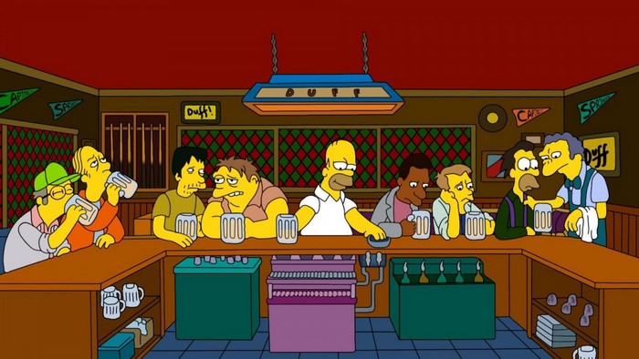 The Simpsons characters at Moe's Tavern