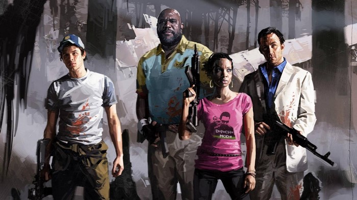 Coach, Nick, Rochelle, and Ellis from Left 4 Dead