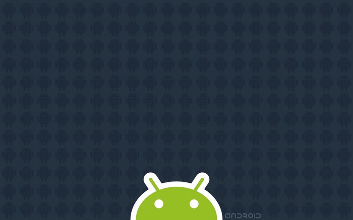 Android logo on a dark blue patterned background