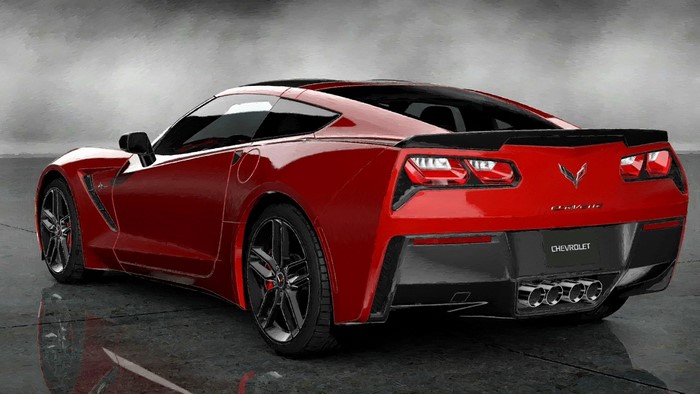 Red Chevrolet Corvette Stingray rear view