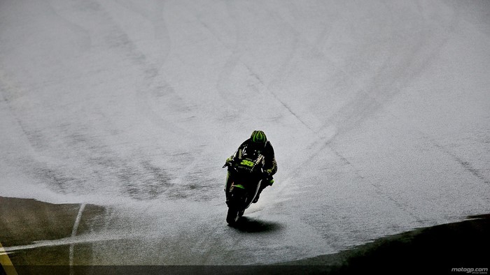 MotoGP rider on a wet track