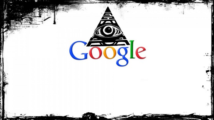 Google logo with Illuminati pyramid and eye