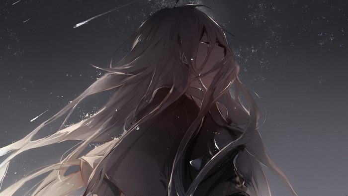 IA Vocaloid crying under a starry sky