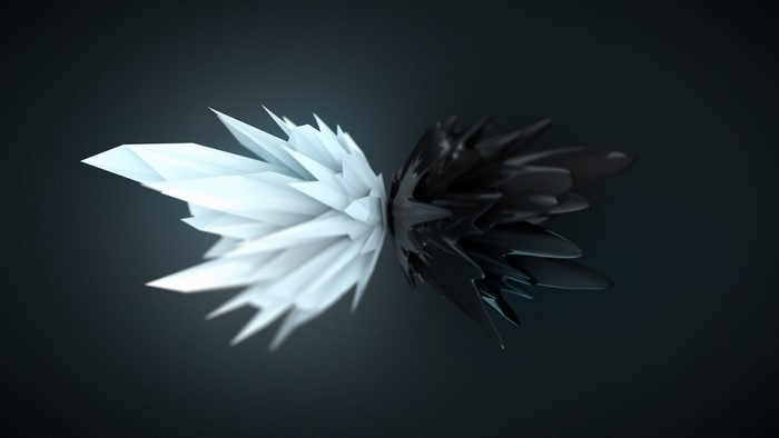Abstract black and white crystalline shapes