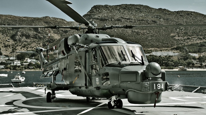 Agusta A129 Mangusta attack helicopter on helipad