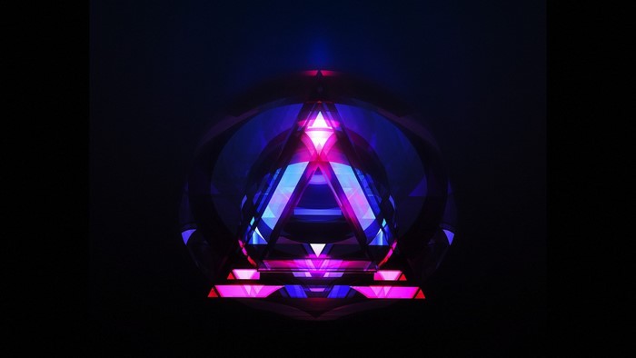 Abstract geometric structure with neon lights