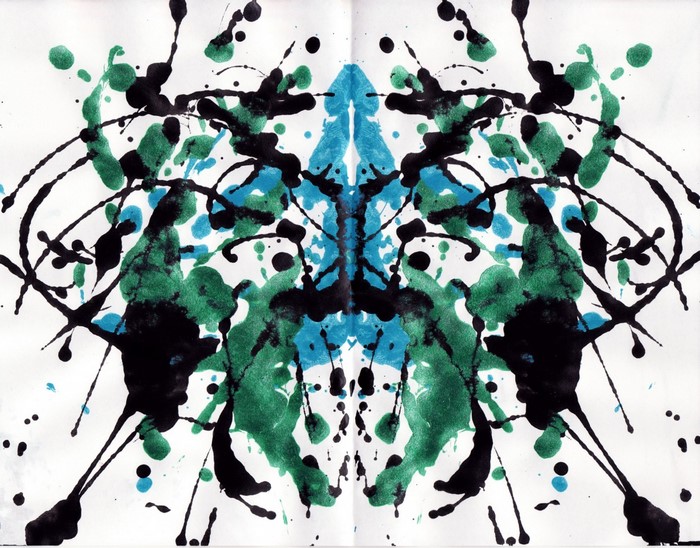 Symmetrical ink splatter Rorschach test illustration