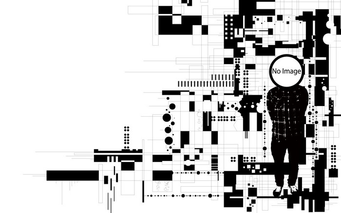 Abstract digital art with a figure and text