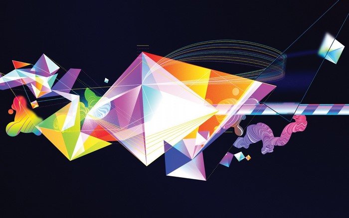 Abstract digital art with geometric shapes and vibrant colors
