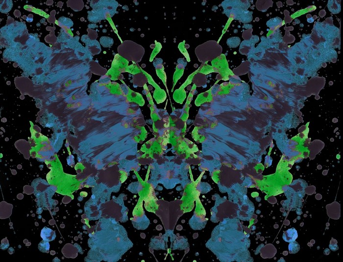 Symmetrical paint splatter Rorschach test
