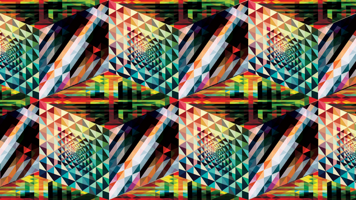 Abstract geometric pattern with colorful diamonds by Andy Gilmore