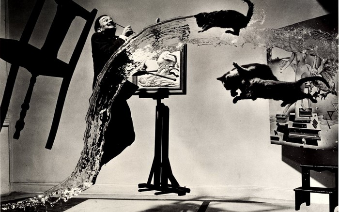 Salvador Dalí painting with cats and water