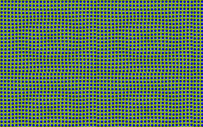 Blue circles on a green background optical illusion