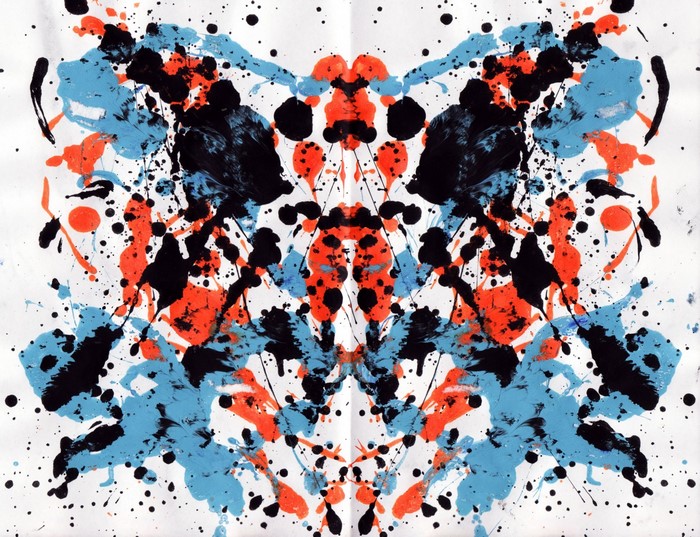 Symmetrical paint splatter Rorschach test illustration