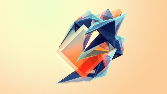 Abstract geometric sculpture with facets and sharp edges