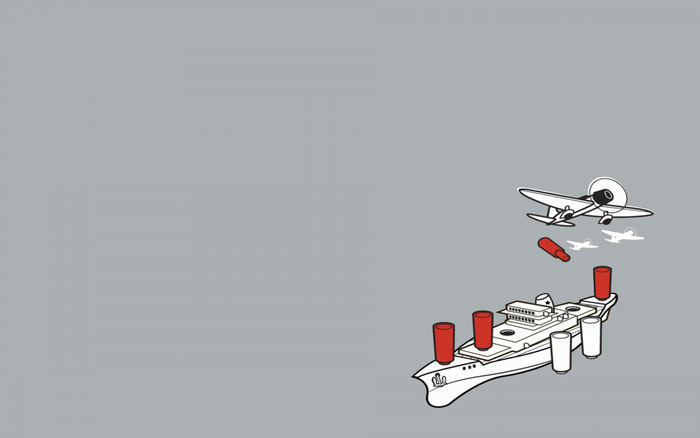 Minimalist illustration of a ship and planes