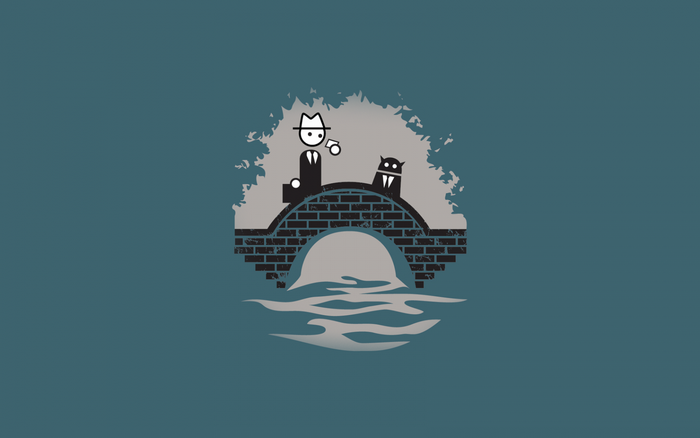 Man and monster on a bridge