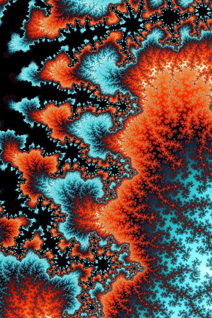 Abstract fractal pattern with orange and blue colors
