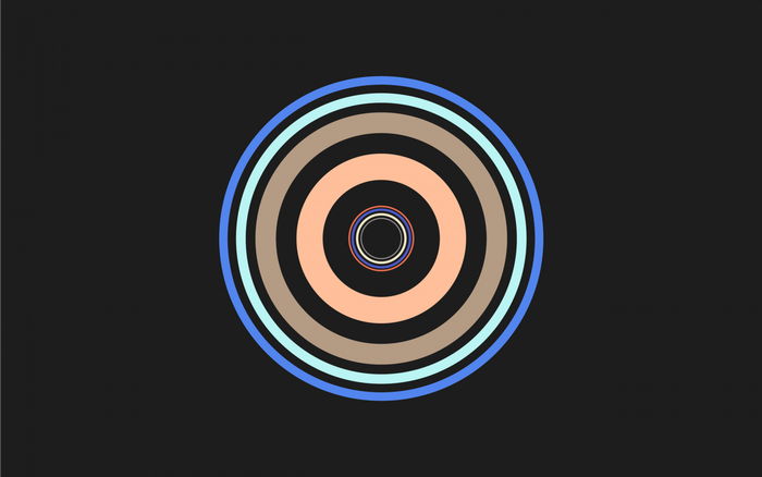 Concentric circles with multiple colors on a black background