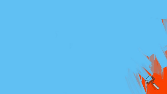 Painting a blue sky over an orange background