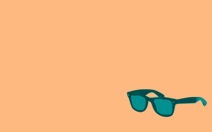 Teal sunglasses on an orange background