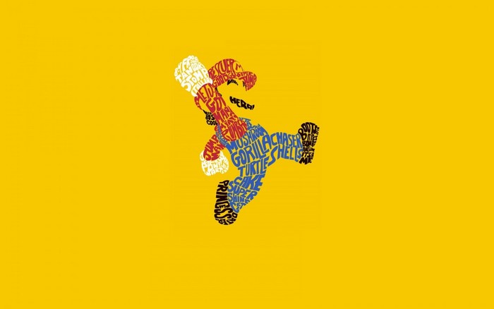 Mario from Super Mario made of text