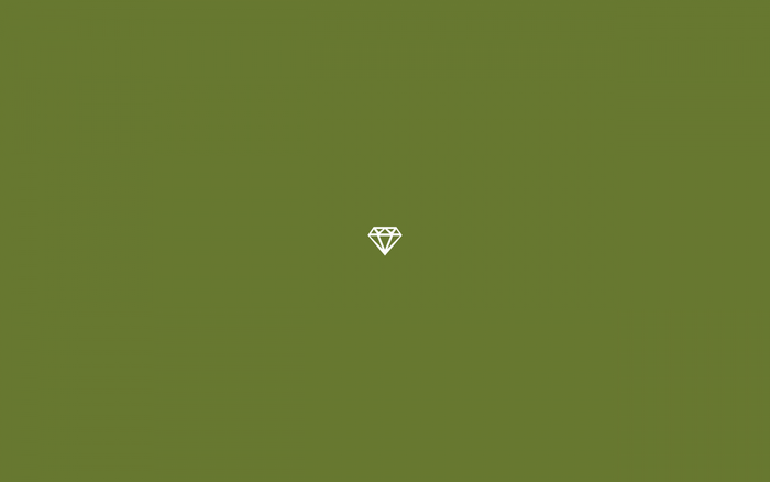 Minimalist diamond logo on green background