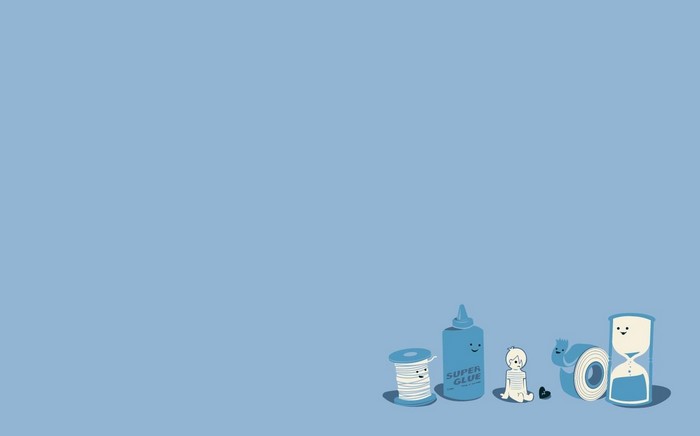 Cute stationery characters on a blue background