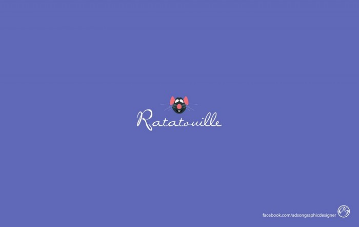 Ratatouille movie logo with a rat character