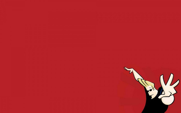 Johnny Bravo on red background