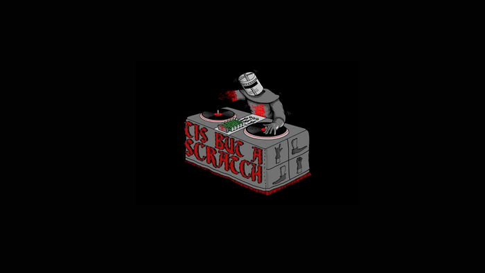Black Knight DJing from Monty Python and the Holy Grail