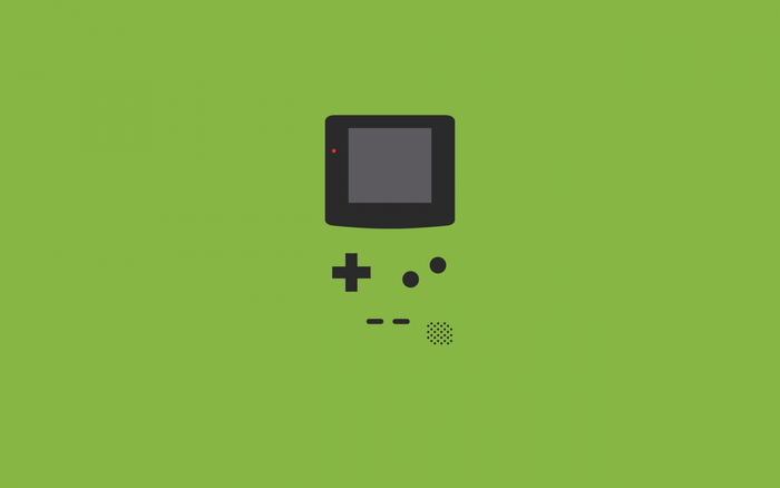 Minimalist Game Boy Color on green background