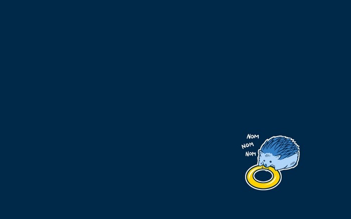 Blue hedgehog eating a golden ring