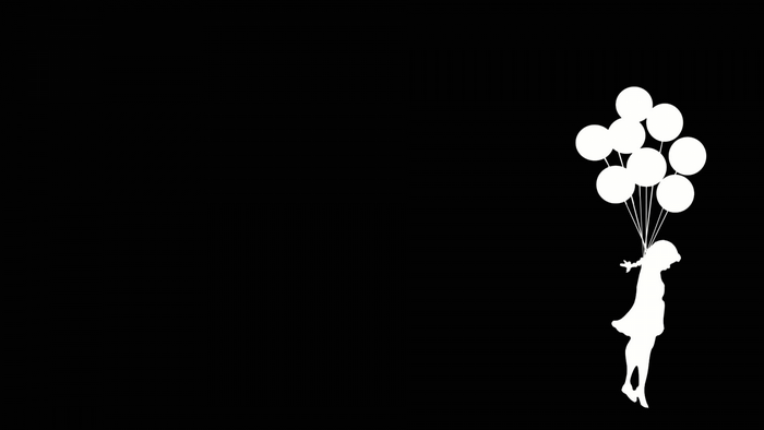 Girl holding balloons silhouette