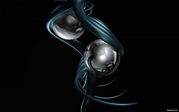 Abstract metallic spheres and tubes