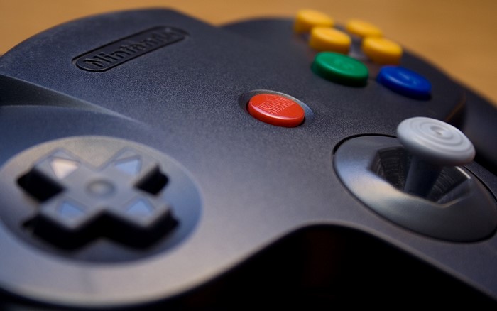 Nintendo 64 game controller with buttons and joystick