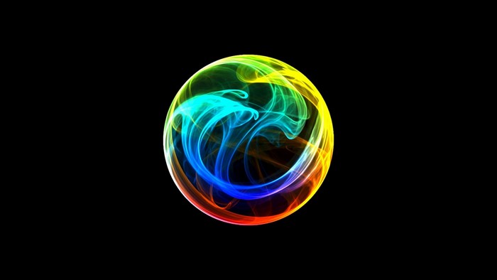 Colorful smoke sphere on black background