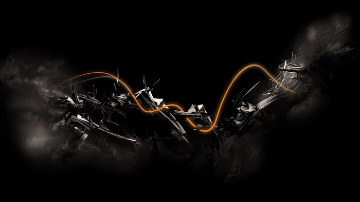 Abstract dark digital art with orange light