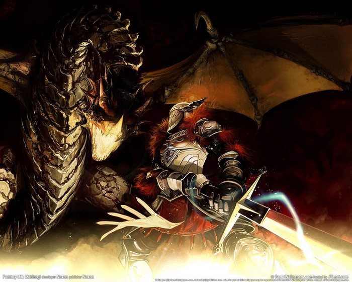 Knight fighting a dragon