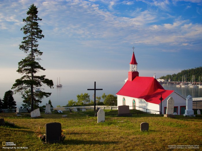 Church and graveyard by the sea