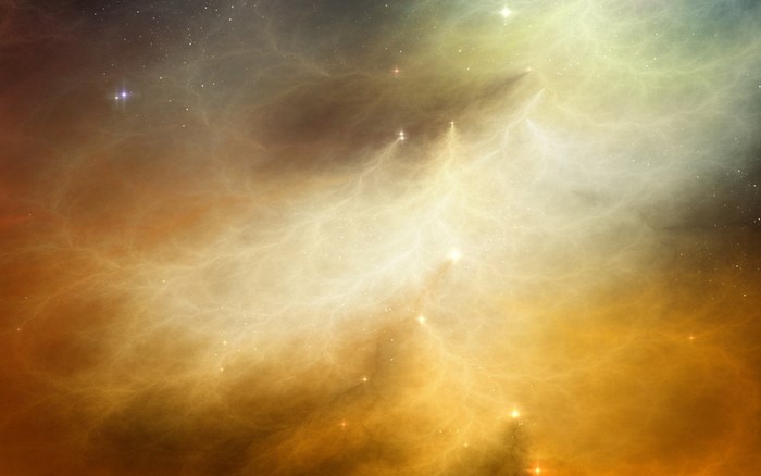 Orange and yellow nebula with stars