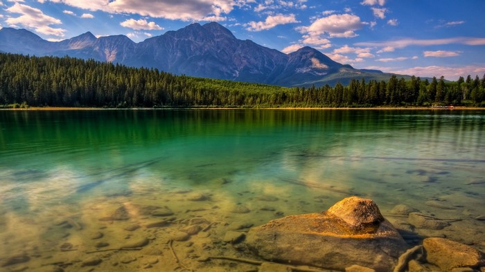 Lake with mountains and forest