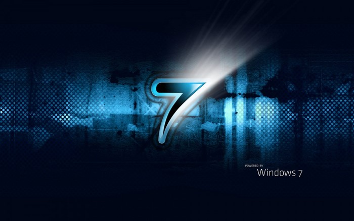 Windows 7 Logo with Light Rays and Blue Grunge Texture