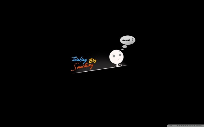 Minimalist stick figure thinking about work