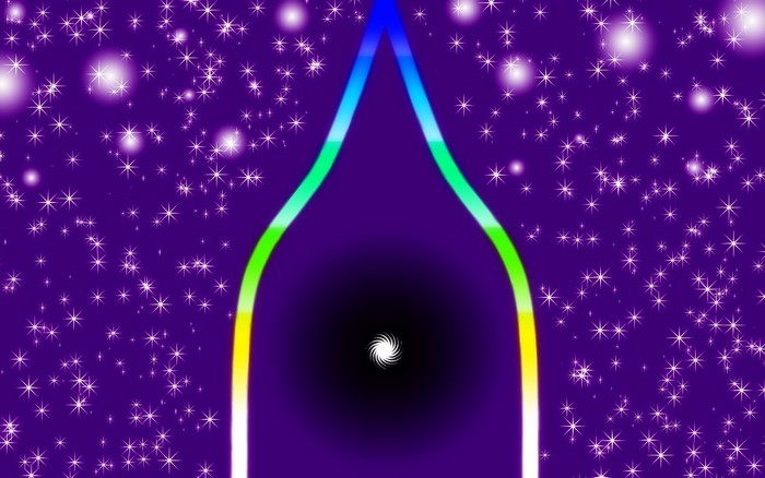 Purple cosmic portal with swirling galaxy